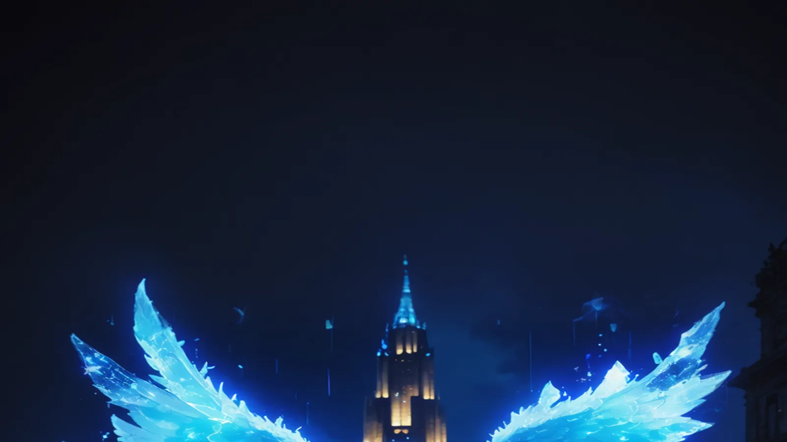 A Chicago rooftop against the megachurch skyline — the Temple of Ascension setting from The Covenant Files
